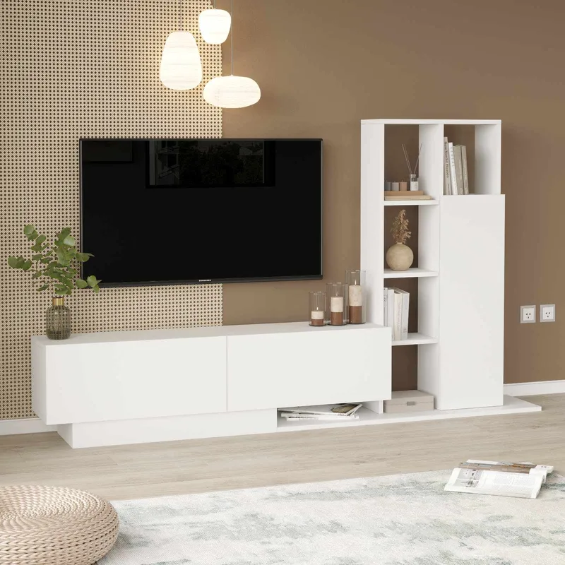 TV-benk Skye Decor Eska (201,2 x 123,6 x 29,5 cm) Hvit - Hvit - Møbler - Mediamøbel & tv møbel - TV-skap
