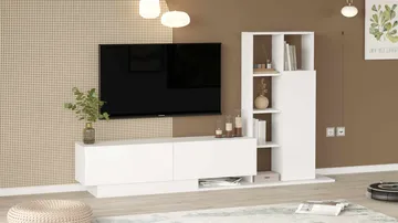 TV-benk Skye Decor Eska (201,2 x 123,6 x 29,5 cm) Hvit - Hvit - Møbler - Mediamøbel & tv møbel - TV-benk & mediabenk