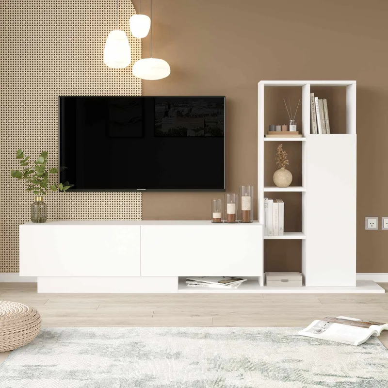 TV-benk Skye Decor Eska (201,2 x 123,6 x 29,5 cm) Hvit - Hvit - Møbler - Mediamøbel & tv møbel - TV-skap