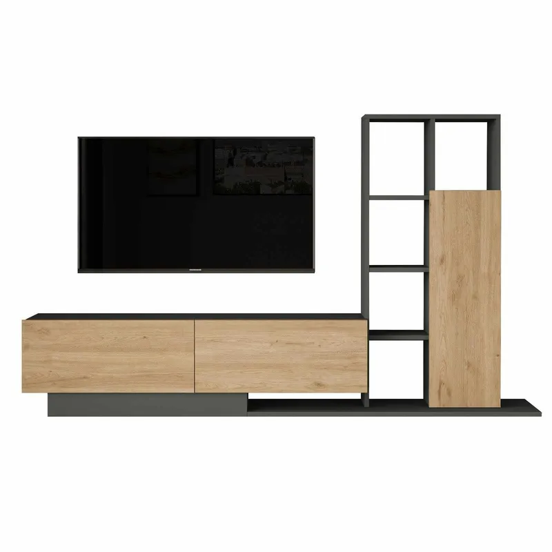 TV-benk Skye Decor Eska (201,2 x 123,6 x 29,5 cm) Naturlig antrasitt, Naturlig og antrasitt