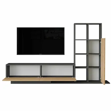 TV-benk Skye Decor Eska (201,2 x 123,6 x 29,5 cm) Naturlig antrasitt - Naturlig/Antrasitt - Møbler - Mediamøbel & tv møbel - TV-skap