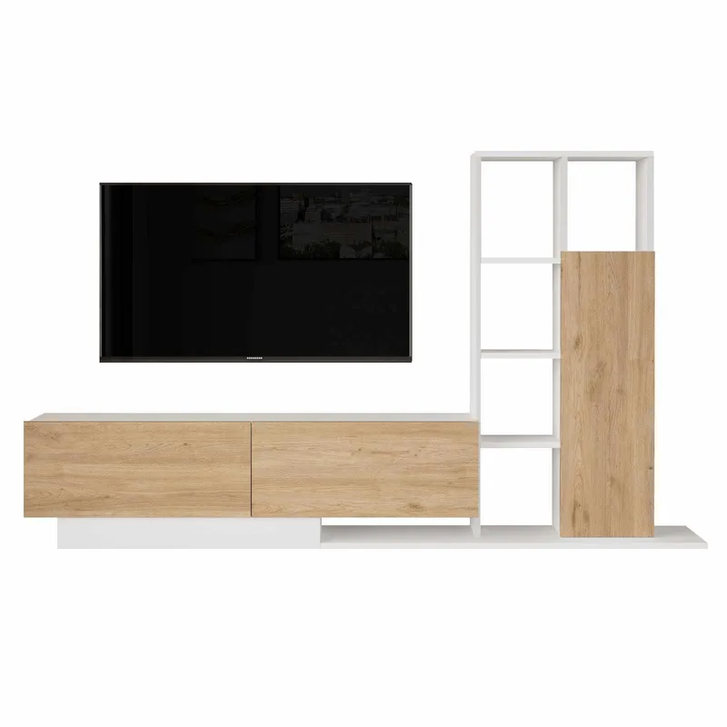 TV-benk Skye Decor Eska (201,2 x 123,6 x 29,5 cm) Naturlig hvit, Naturlig og hvit