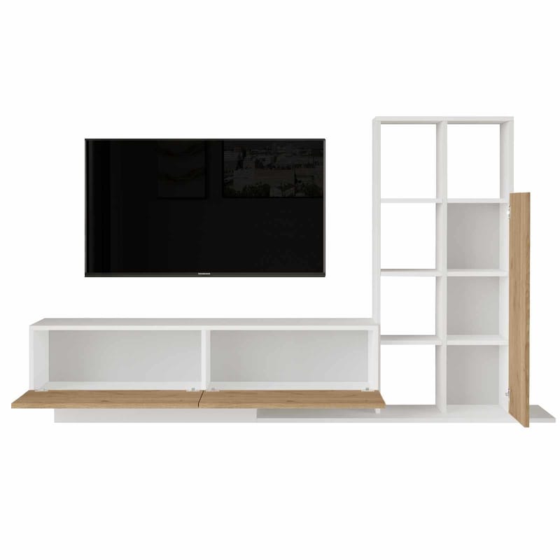 TV-benk Skye Decor Eska (201,2 x 123,6 x 29,5 cm) Naturlig hvit - Naturlig og hvit - Møbler - Mediamøbel & tv møbel - TV-skap