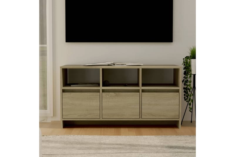 TV-benk sonoma eik 102x37,5x52,5 cm sponplate - Beige - TV-benk & mediabenk