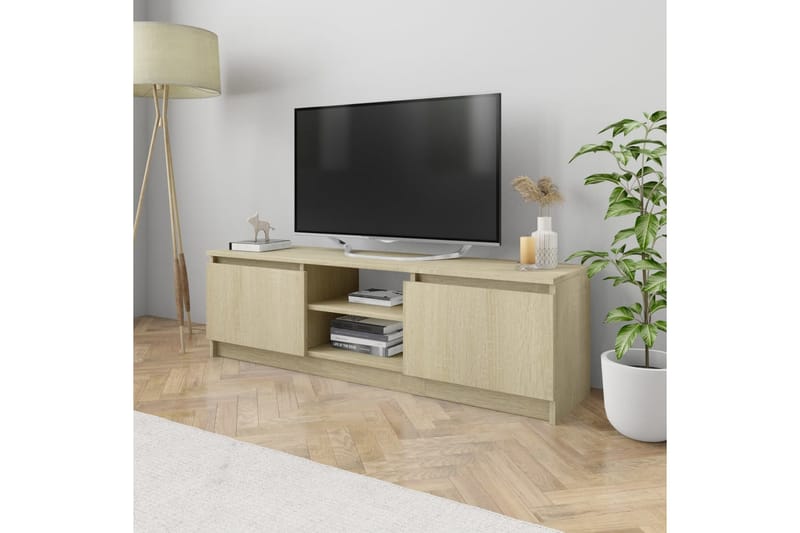 TV-benk sonoma eik 120x30x35,5 cm sponplate - Brun - TV-benk & mediabenk