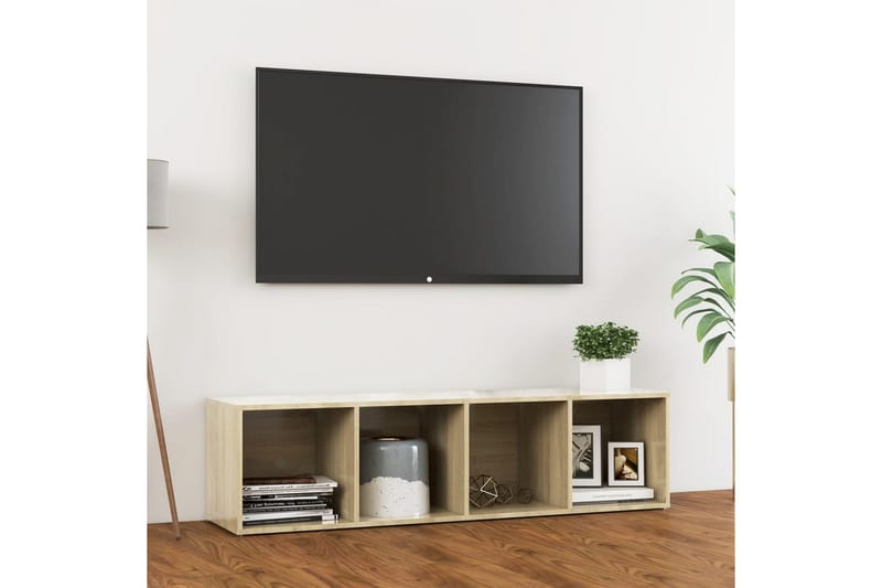 TV-benk sonoma eik 142,5x35x36,5 cm sponplate - Brun - TV-benk & mediabenk