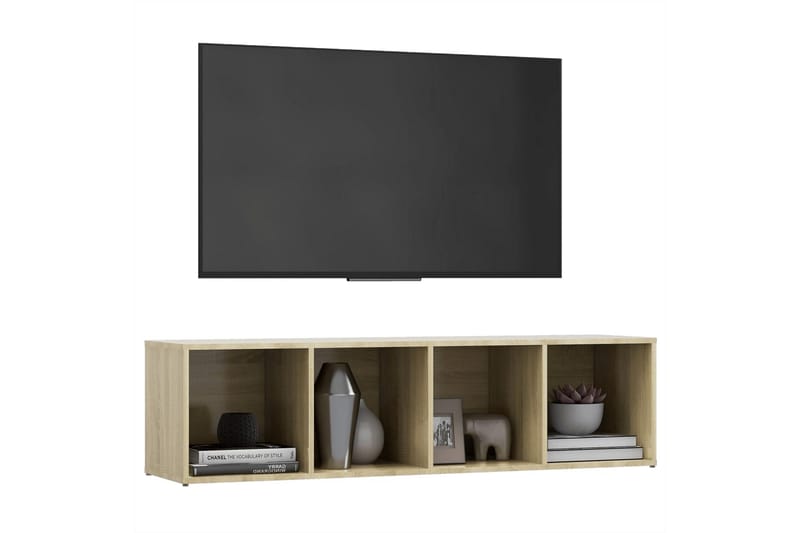 TV-benk sonoma eik 142,5x35x36,5 cm sponplate - Brun - TV-benk & mediabenk