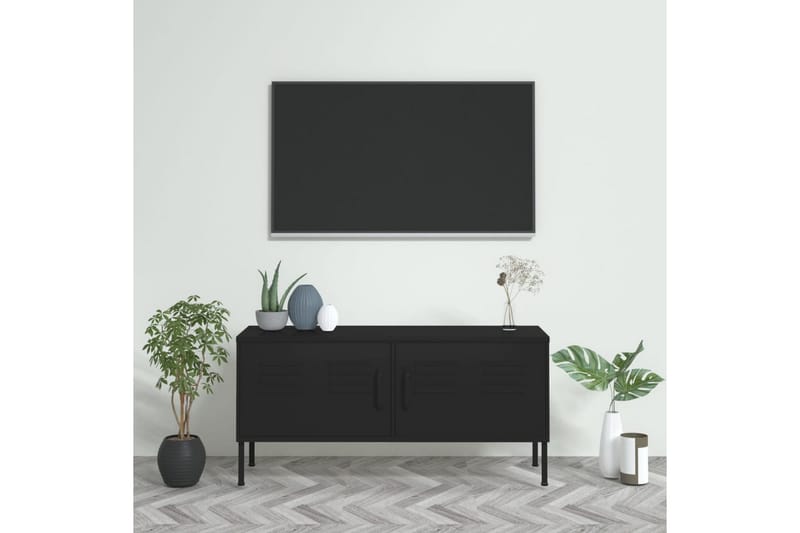 TV-benk svart 105x35x50 cm stål - Svart - Møbler - Mediamøbel & tv møbel - TV-benk & mediabenk