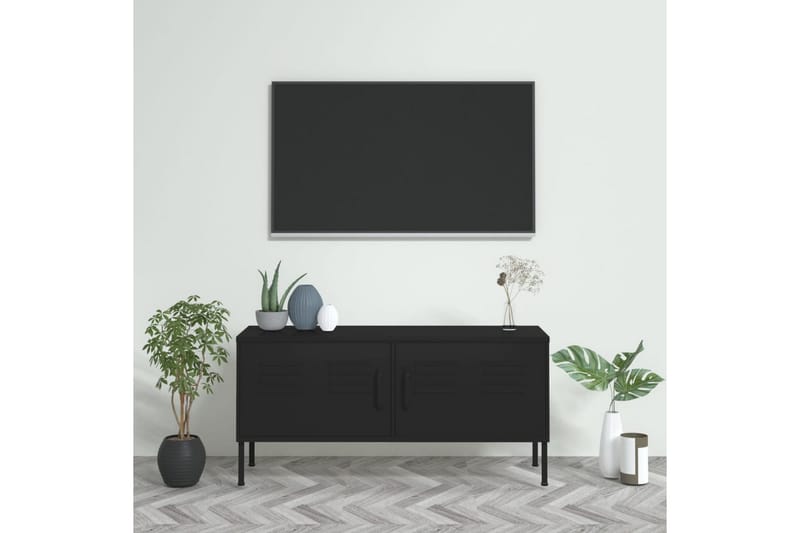 TV-benk svart 105x35x50 cm stål - Svart - TV-benk & mediabenk