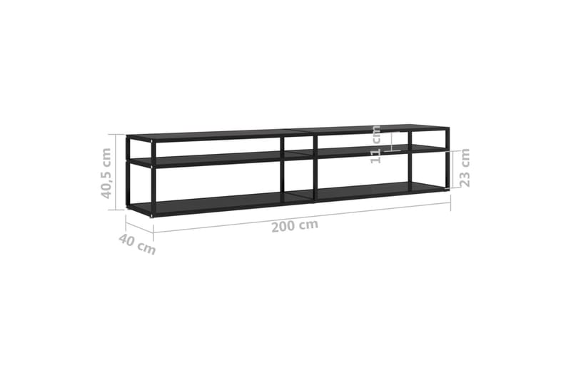 TV-benk svart 200x40x40,5 cm herdet glass - Svart - Møbler - Mediamøbel & tv møbel - TV-benk & mediabenk