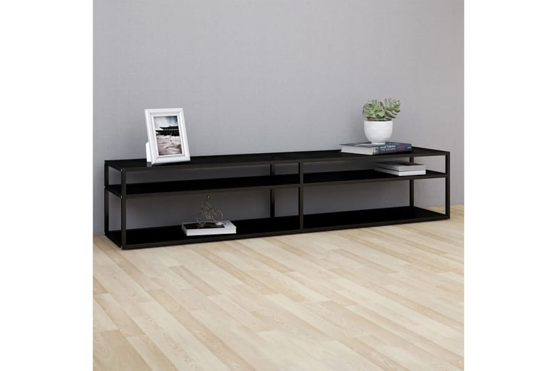 TV-benk svart 200x40x40,5 cm herdet glass - Svart - Møbler - Mediamøbel & tv møbel - TV-benk & mediabenk