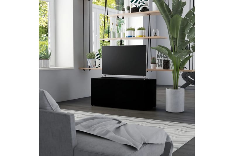 TV-benk svart 80x34x36 cm sponplate - Svart - TV-benk & mediabenk