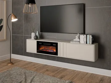 TV-benk TV-benk PHILIPPE 190 med peis beige - Møbler - Mediamøbel & tv møbel - TV-benk & mediabenk