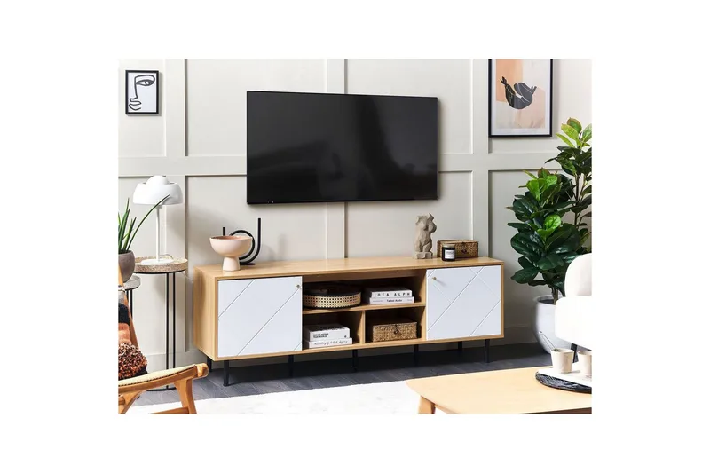 TV-benk Palmer Lyst tre, hvit - Lyst tre, hvit - Møbler - Mediamøbel & tv møbel - TV-benk & mediabenk