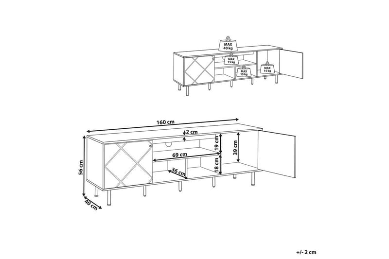 TV-benk Palmer Lyst tre, hvit - Lyst tre, hvit - Møbler - Mediamøbel & tv møbel - TV-benk & mediabenk
