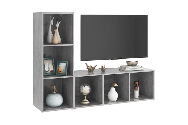 TV-benker 2 stk betonggrå 107x35x37 cm sponplate - Grå - Møbler - Mediamøbel & tv møbel - TV-skap