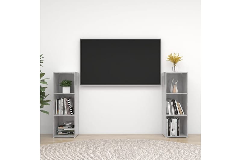 TV-benker 2 stk betonggrå 107x35x37 cm sponplate - Grå - Møbler - Mediamøbel & tv møbel - TV-skap