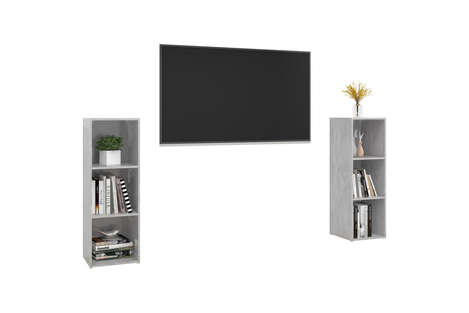 TV-benker 2 stk betonggrå 107x35x37 cm sponplate - Grå - Møbler - Mediamøbel & tv møbel - TV-skap