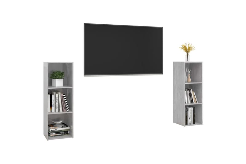 TV-benker 2 stk betonggrå 107x35x37 cm sponplate - Grå - Møbler - Mediamøbel & tv møbel - TV-skap