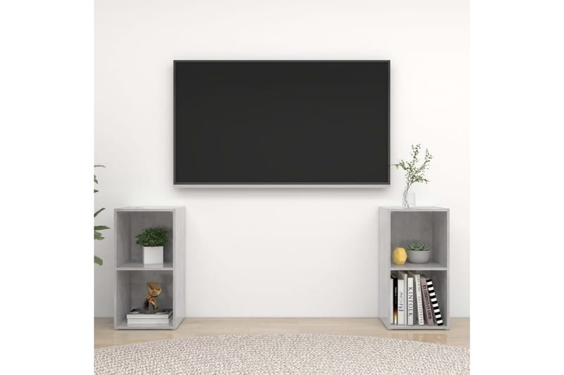 TV-benker 2 stk betonggrå 72x35x36,5 cm sponplate - Grå - TV-skap