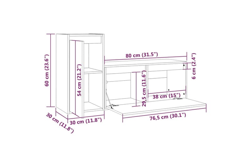 TV-benker 2 stk heltre furu - Brun - TV-benk & mediabenk