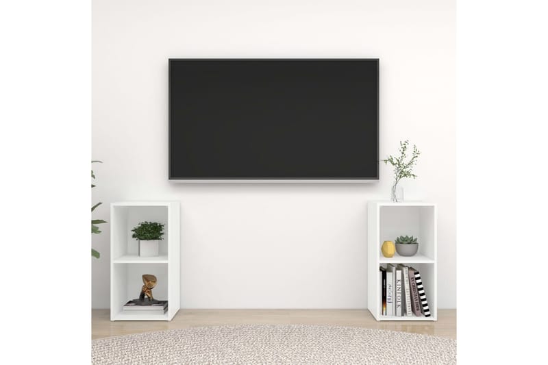TV-benker 2 stk hvit 72x35x36,5 cm sponplate - Hvit - TV-skap