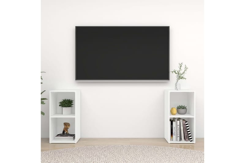 TV-benker 2 stk hvit 72x35x36,5 cm sponplate - Hvit - Møbler - Mediamøbel & tv møbel - TV-skap