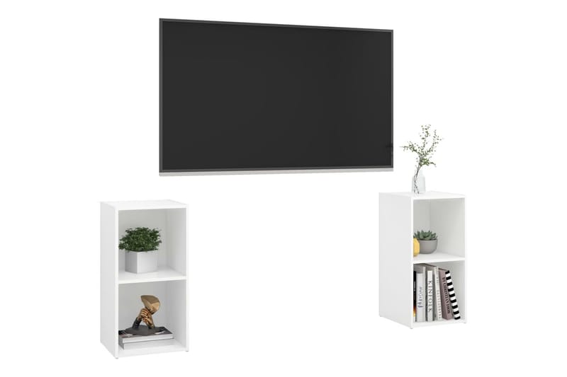 TV-benker 2 stk hvit 72x35x36,5 cm sponplate - Hvit - Møbler - Mediamøbel & tv møbel - TV-skap