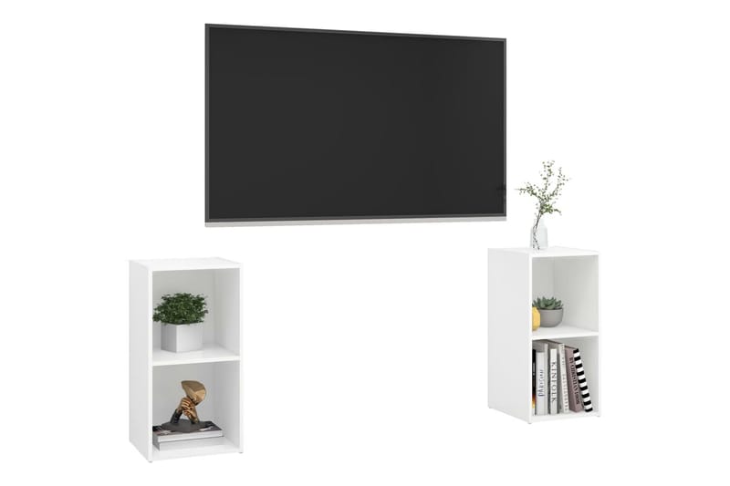 TV-benker 2 stk hvit 72x35x36,5 cm sponplate - Hvit - TV-skap