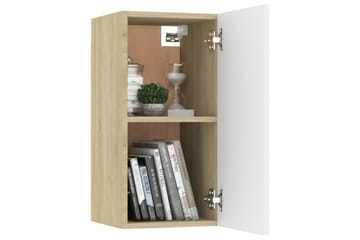 TV-benker 2 stk hvit og sonoma eik 30,5x30x60 cm sponplate - Beige - Møbler - Mediamøbel & tv møbel - TV-benk & mediabenk