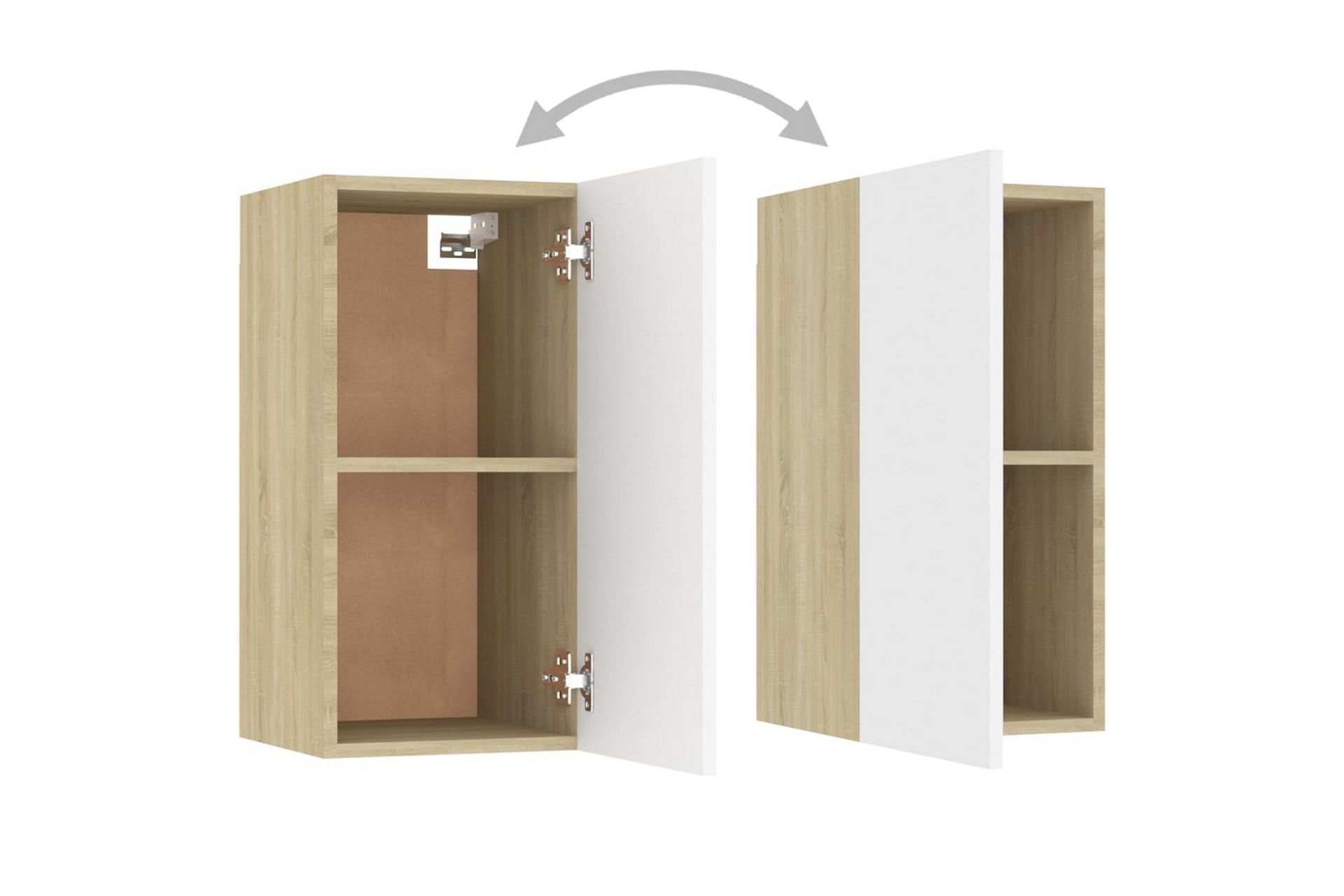 TV-benker 2 stk hvit og sonoma eik 30,5x30x60 cm sponplate - Beige - Møbler - Mediamøbel & tv møbel - TV-benk & mediabenk