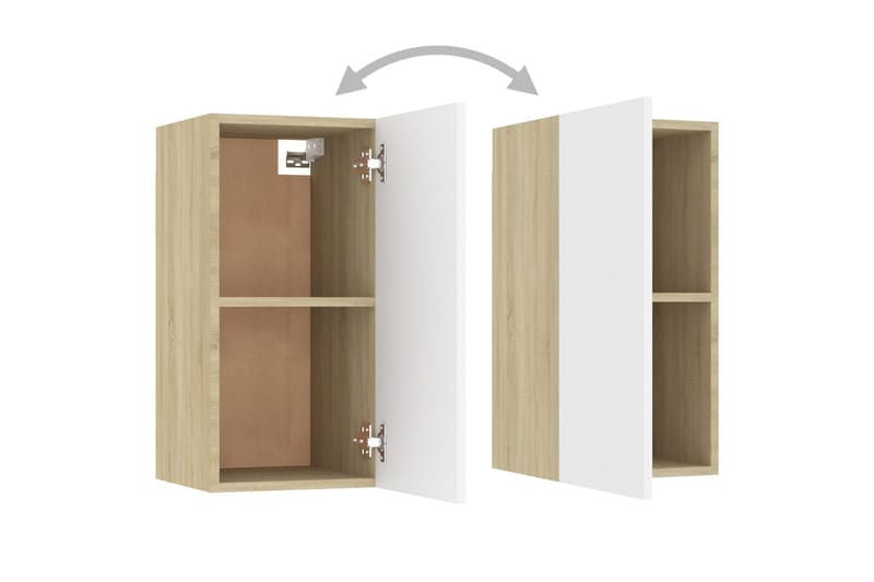 TV-benker 2 stk hvit og sonoma eik 30,5x30x60 cm sponplate - Beige - Møbler - Mediamøbel & tv møbel - TV-benk & mediabenk