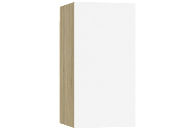 TV-benker 2 stk hvit og sonoma eik 30,5x30x60 cm sponplate - Beige - Møbler - Mediamøbel & tv møbel - TV-benk & mediabenk
