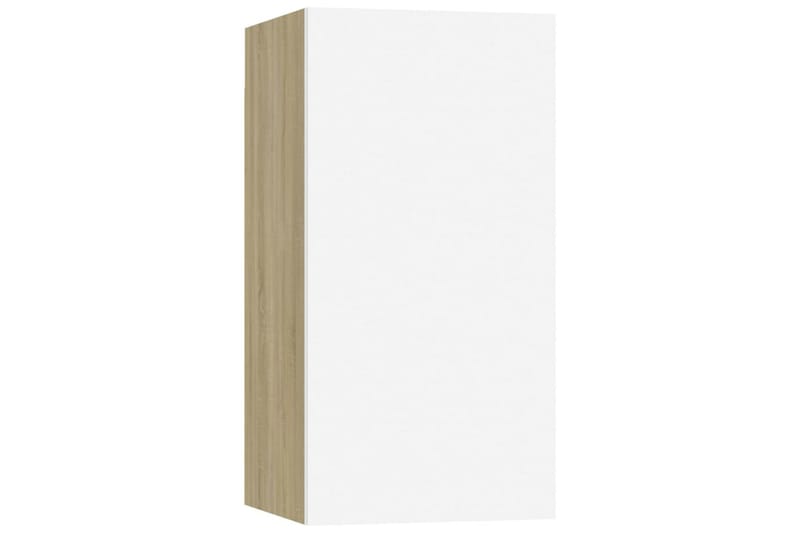 TV-benker 2 stk hvit og sonoma eik 30,5x30x60 cm sponplate - Beige - TV-benk & mediabenk