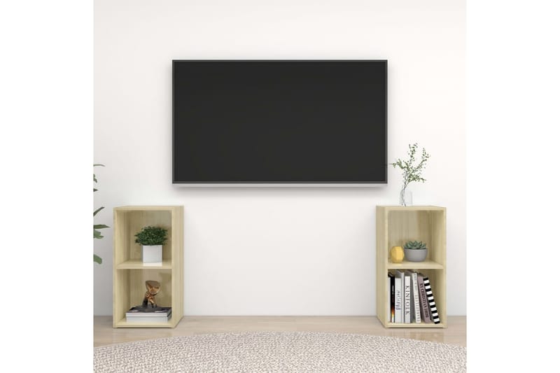 TV-benker 2 stk sonoma eik 72x35x36,5 cm sponplate - Brun - Møbler - Mediamøbel & tv møbel - TV-skap