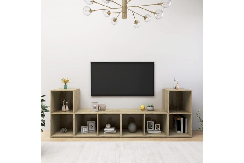 TV-benker 4 stk sonoma eik 72x35x36,5 cm sponplate - Brun - Møbler - Mediamøbel & tv møbel - TV-skap