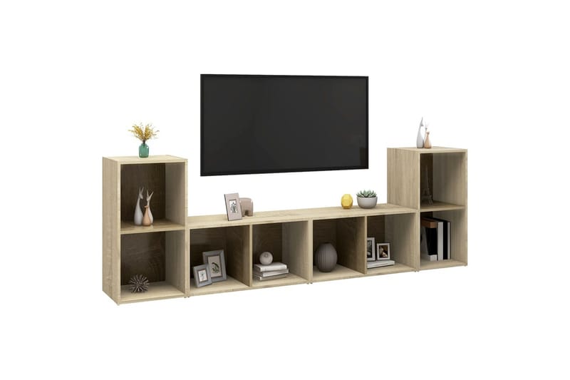 TV-benker 4 stk sonoma eik 72x35x36,5 cm sponplate - Brun - Møbler - Mediamøbel & tv møbel - TV-skap