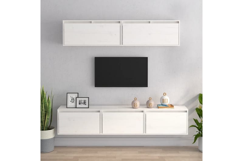 TV-benker 5 stk hvit heltre furu - Hvit - Møbler - Mediamøbel & tv møbel - TV-benk & mediabenk