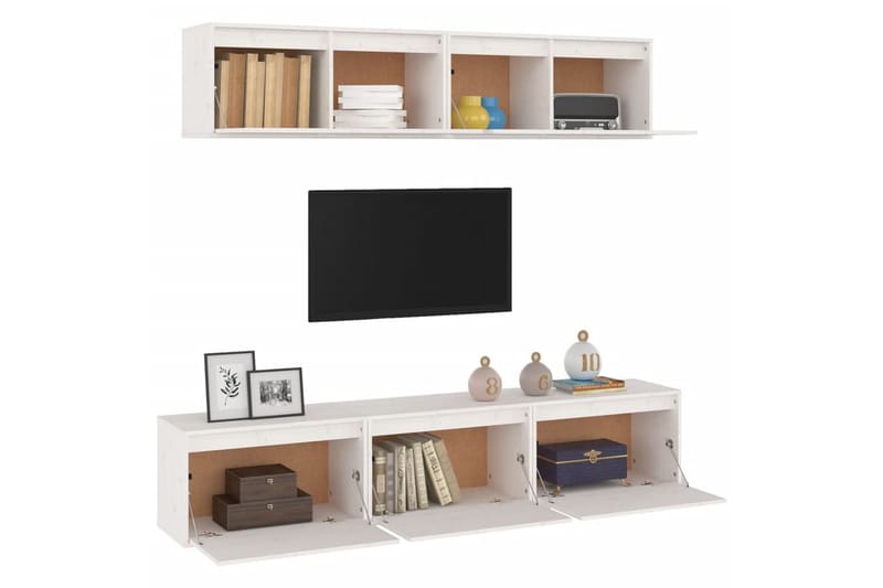 TV-benker 5 stk hvit heltre furu - Hvit - Møbler - Mediamøbel & tv møbel - TV-benk & mediabenk