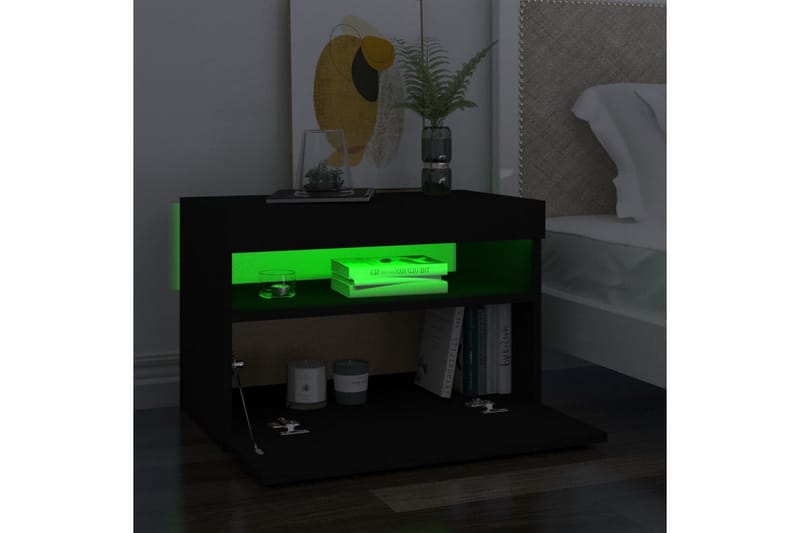 TV-benker med LED-lys 2 stk svart 60x35x40 cm - Svart - TV-benk & mediabenk
