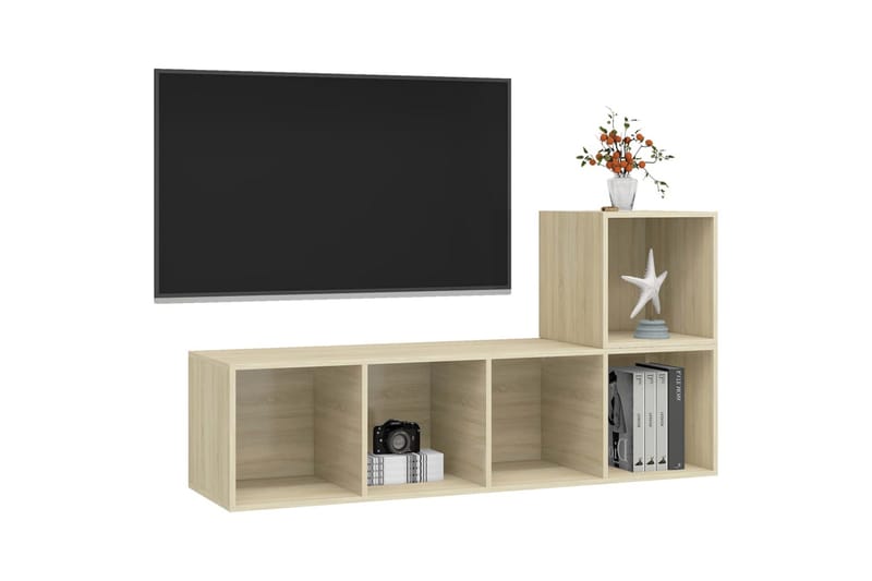 TV-benksett 2 stk sonoma eik sponplate - Brun - Møbler - Mediamøbel & tv møbel - TV-skap