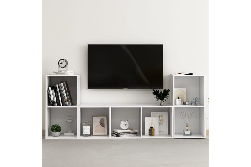 TV-benksett 3 deler hvit sponplate - Hvit - Møbler - Mediamøbel & tv møbel - TV-skap