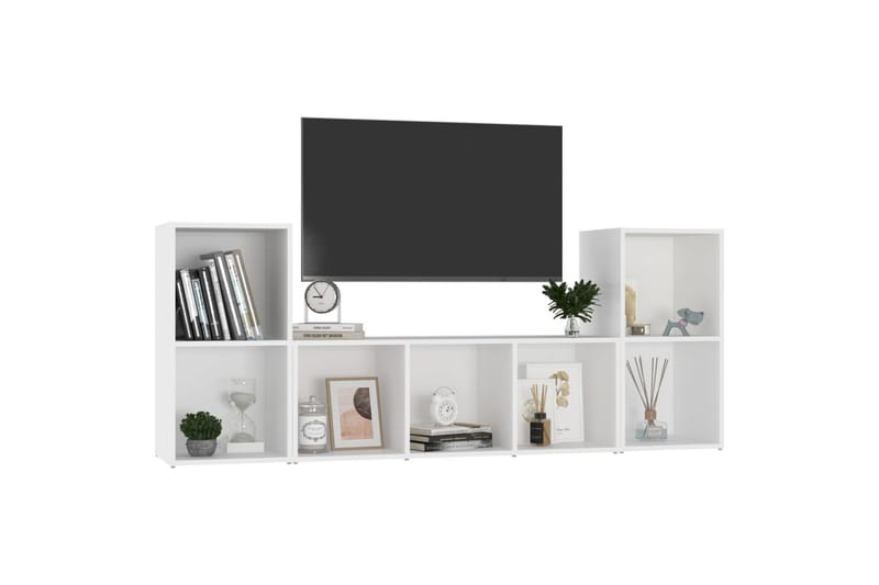 TV-benksett 3 deler hvit sponplate - Hvit - Møbler - Mediamøbel & tv møbel - TV-skap