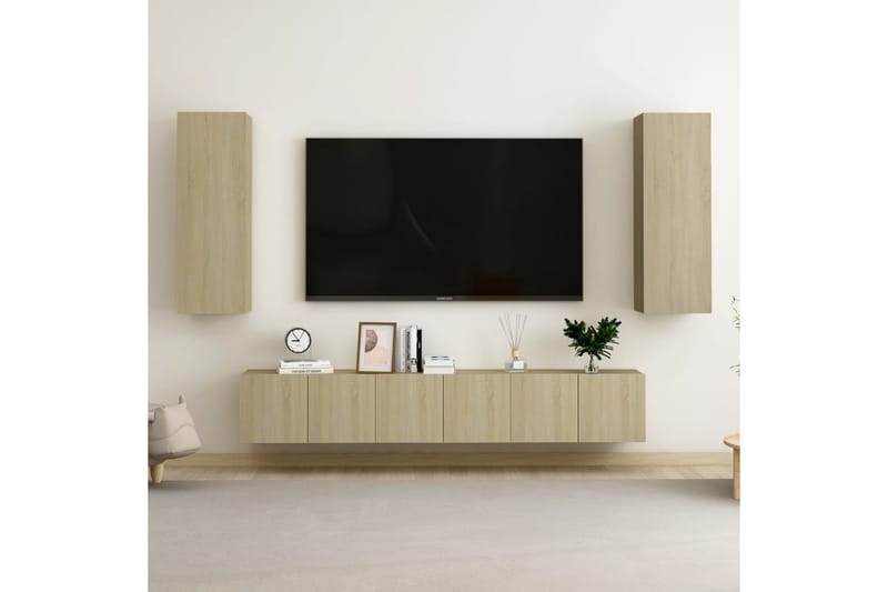 TV-benksett 5 stk sonoma eik sponplate - Brun - Møbler - Mediamøbel & tv møbel - TV-skap