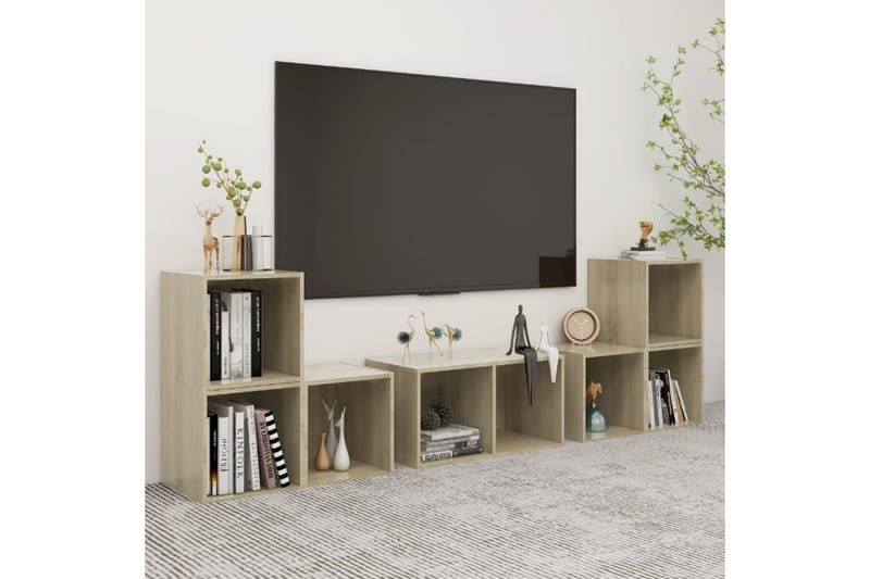 TV-benksett 6 deler sonoma eik sponplate - Brun - Møbler - Mediamøbel & tv møbel - TV-skap