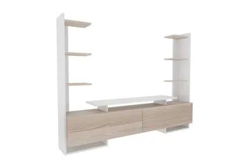 TV-bord Akdere Hvit / Eik - Mellomfarget tre/Hvit - Møbler - Mediamøbel & tv møbel - TV-benk & mediabenk