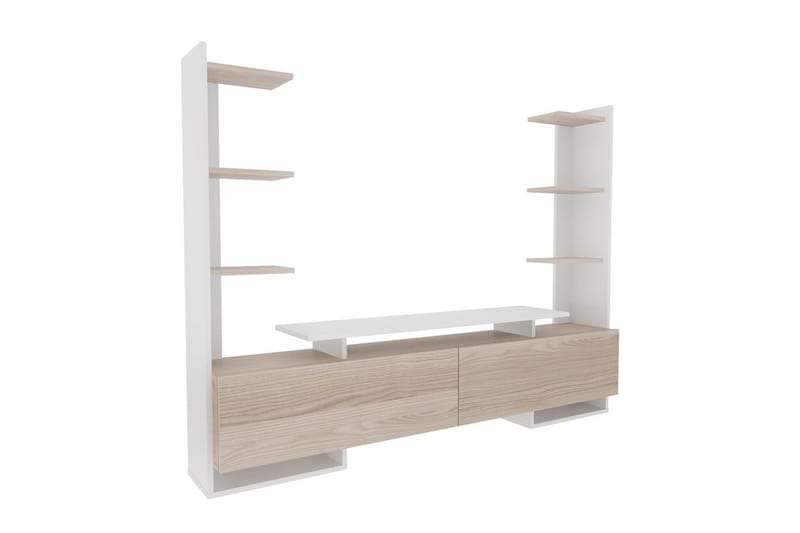 TV-bord Akdere Hvit / Eik, Mellomfarget tre/Hvit