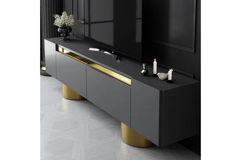 TV-bord Antrasitt / Gull - Antrasitt / Gull - Møbler - Mediamøbel & tv møbel - TV-benk & mediabenk