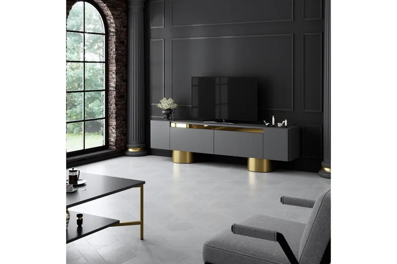 TV-bord Antrasitt / Gull - Antrasitt / Gull - Møbler - Mediamøbel & tv møbel - TV-benk & mediabenk