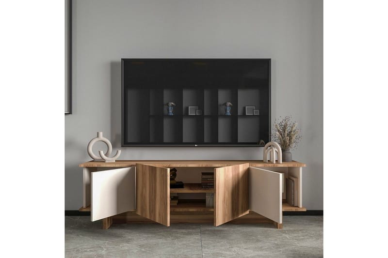 TV-bord Diannare Beige / Valnøtt - Beige / Valnøtt - Møbler - Mediamøbel & tv møbel - TV-benk & mediabenk